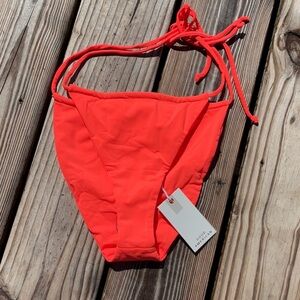 NWT Good American Tiny Ties Bikini Bottoms  In Hot Coral Size 3/ L